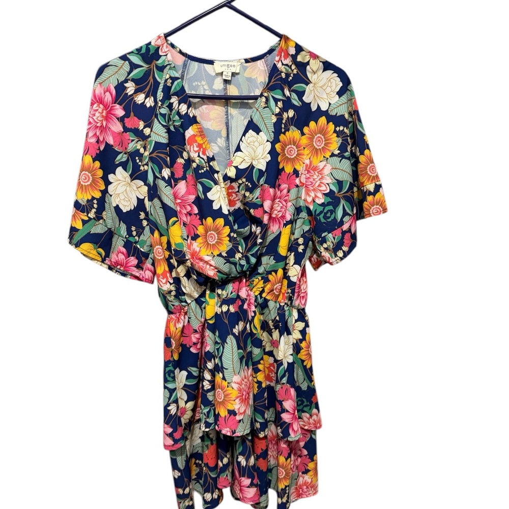 Umgee Floral Dress - Navy, Pink, Yellow